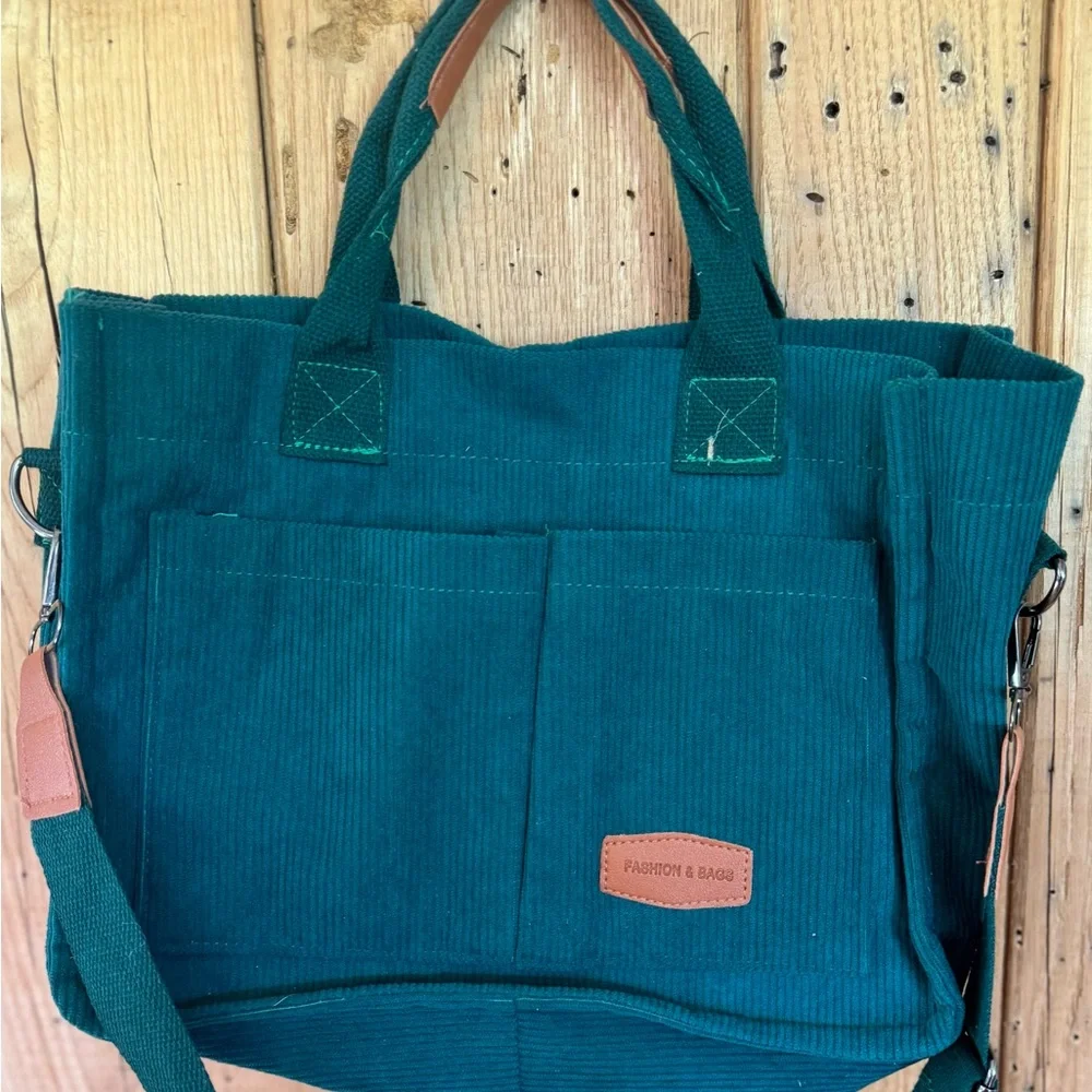 Cream/ Light Tan Corduroy Tote Bag with buttons (Bonus bag free) - Picture 10 of 12